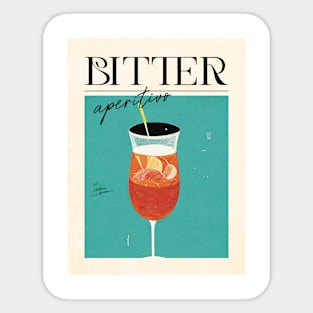 Bitter Aperitivo Retro Poster Classic Bar Prints, Vintage Drinks, Recipe, Wall Art Sticker